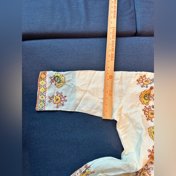 brand Indian off white embroidery Sparkle linen Tunic Top Kurta. M-36 - size 4/6 - Picture 10 of 16